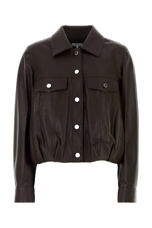CHOCOLATE LEATHER JACKET made by Loewe