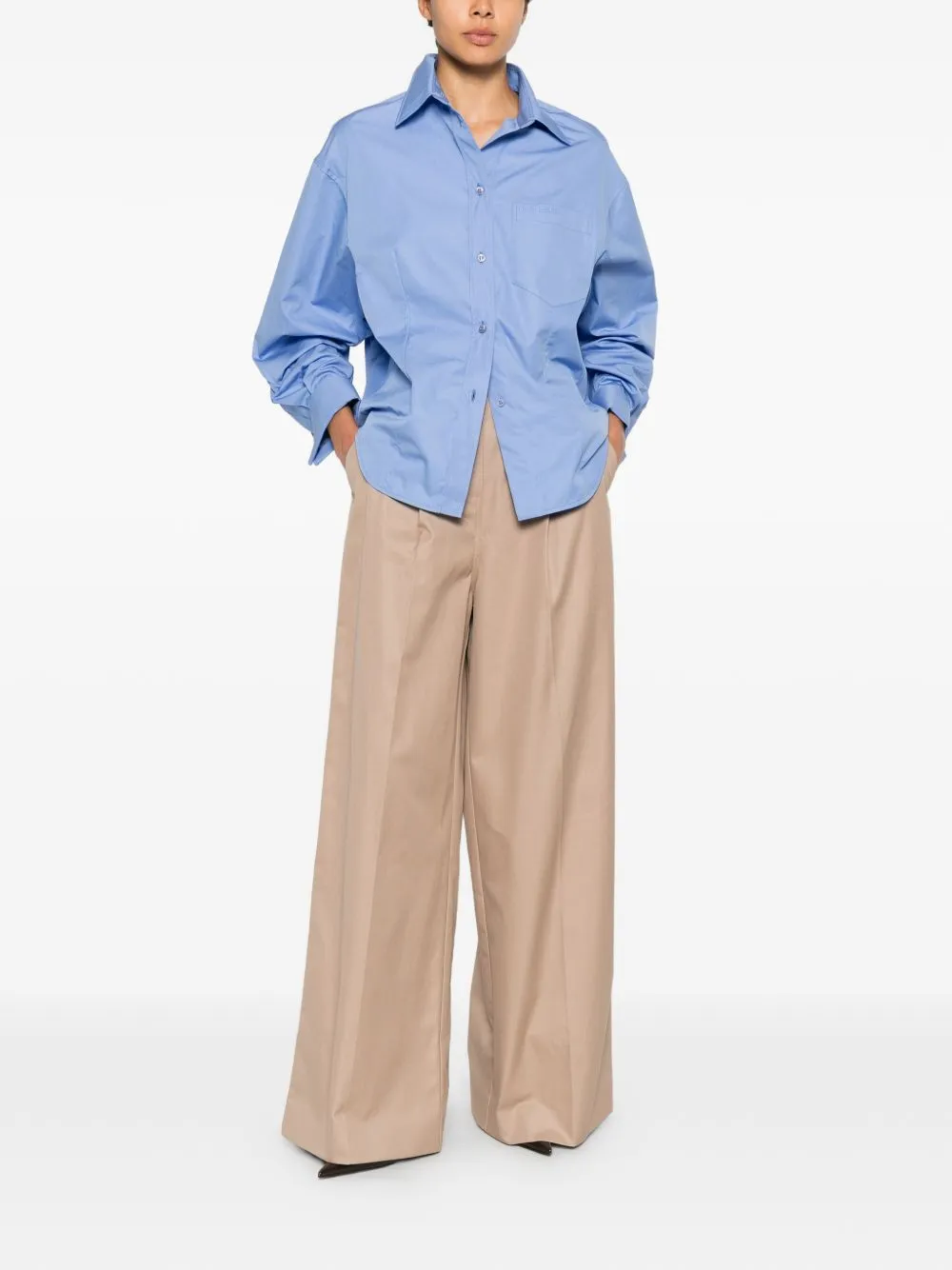 COTTON HIGH-WAISTED TROUSERS sold by Lord & Taylor product image thumbnail 2
