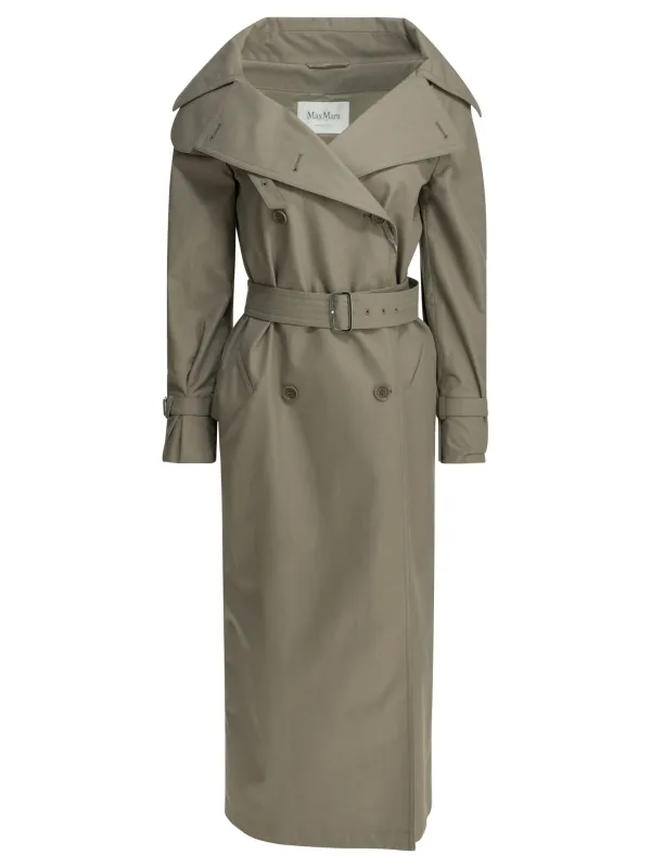 GREY COTTON ACETATE POLYESTER DRIP-PROOF TRENCH COAT made by MaxMara