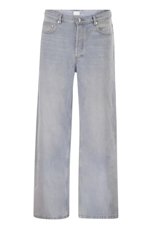 WASHED COTTON DENIM WIDE-LEG JEANS made by A.P.C.