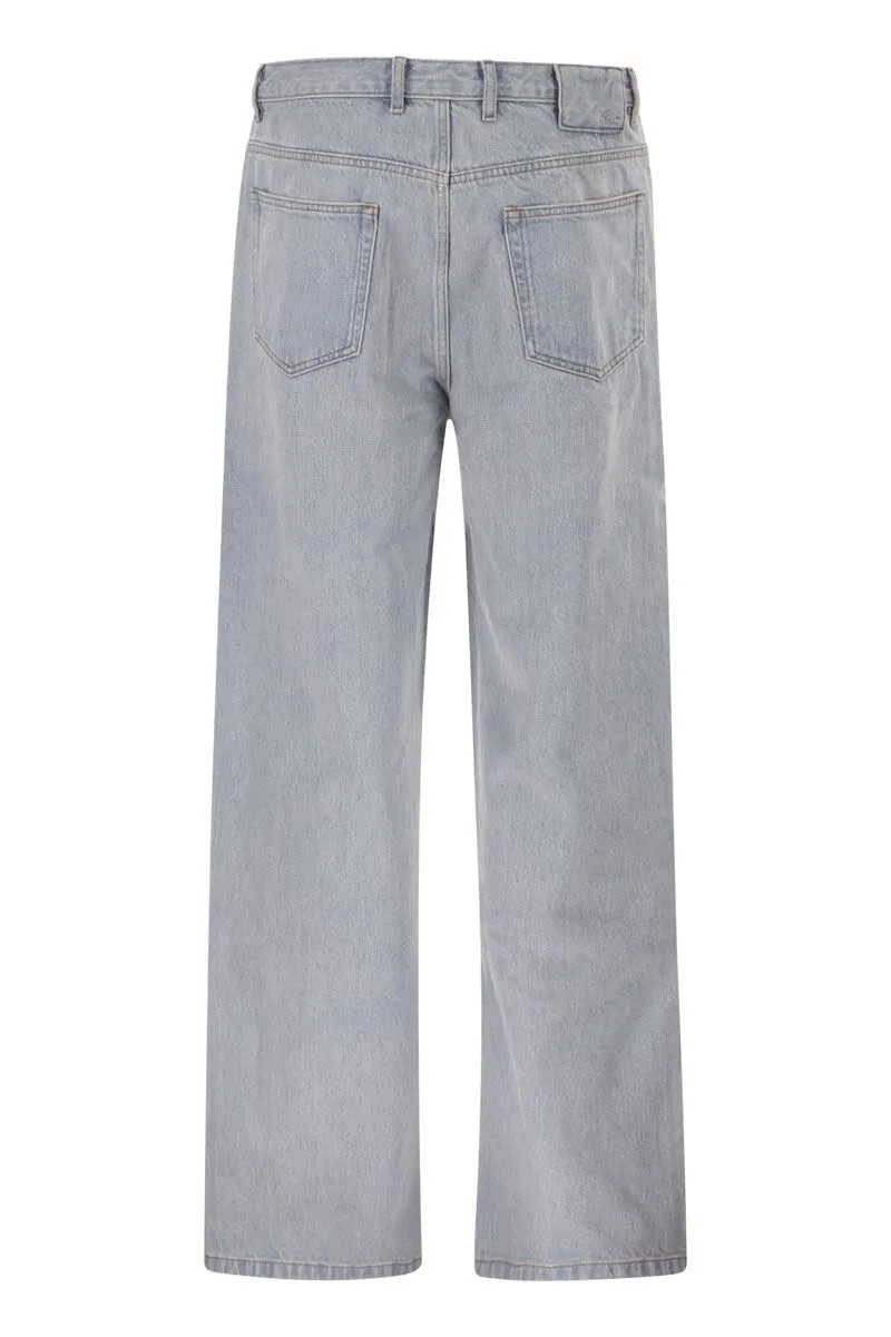 WASHED COTTON DENIM WIDE-LEG JEANS sold by Lord & Taylor product image thumbnail 2