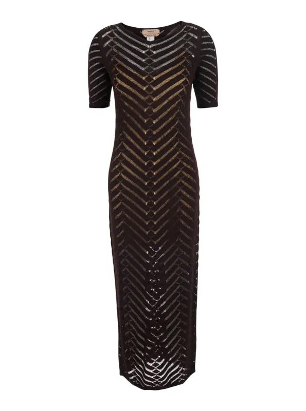 Long Dress KNITTED DRESS Brown made by Twinset