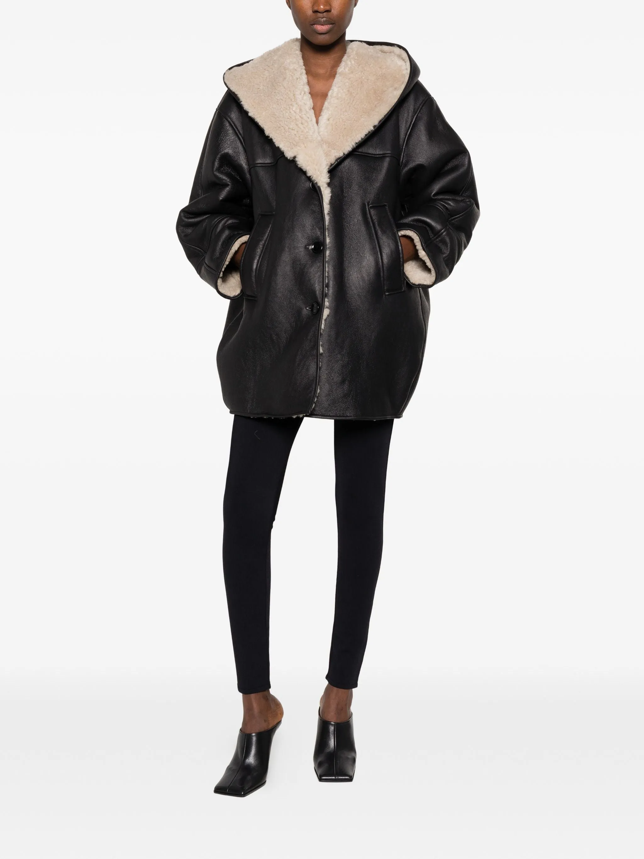 HOODED SHEARLING COAT sold by Lord & Taylor product image thumbnail 2