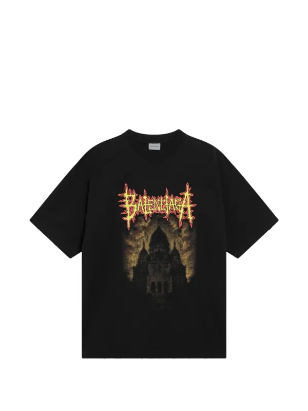 BLACK OVERSIZED TSHIRT WITH LOGO PRINT made by Balenciaga