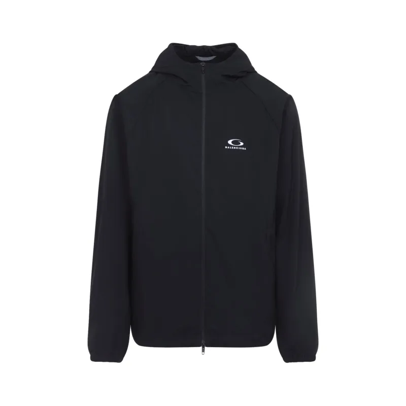 TECHNICAL HOODED TRACK JACKET IN POLYAMIDE, BLACK made by Balenciaga