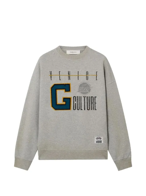 GREY SWEATSHIRT WITH COLLEGE LOGO GRAPHIC made by Golden Goose