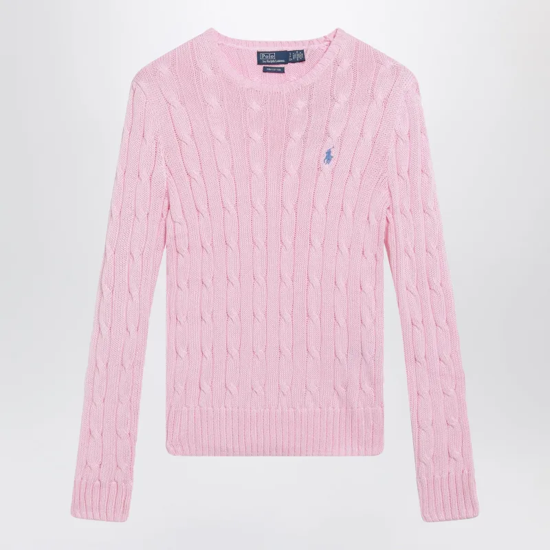 PINK CABLEKNIT COTTON SWEATER made by Polo by Ralph Lauren
