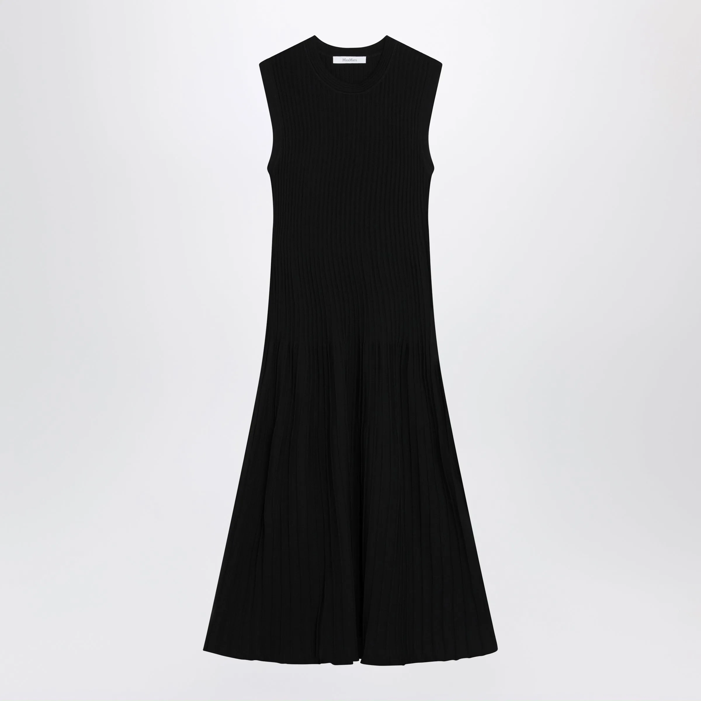 MIDI FITANDFLARE RIBBED VISCOSE CRêPE DRESS IN BLACK sold by Lord & Taylor