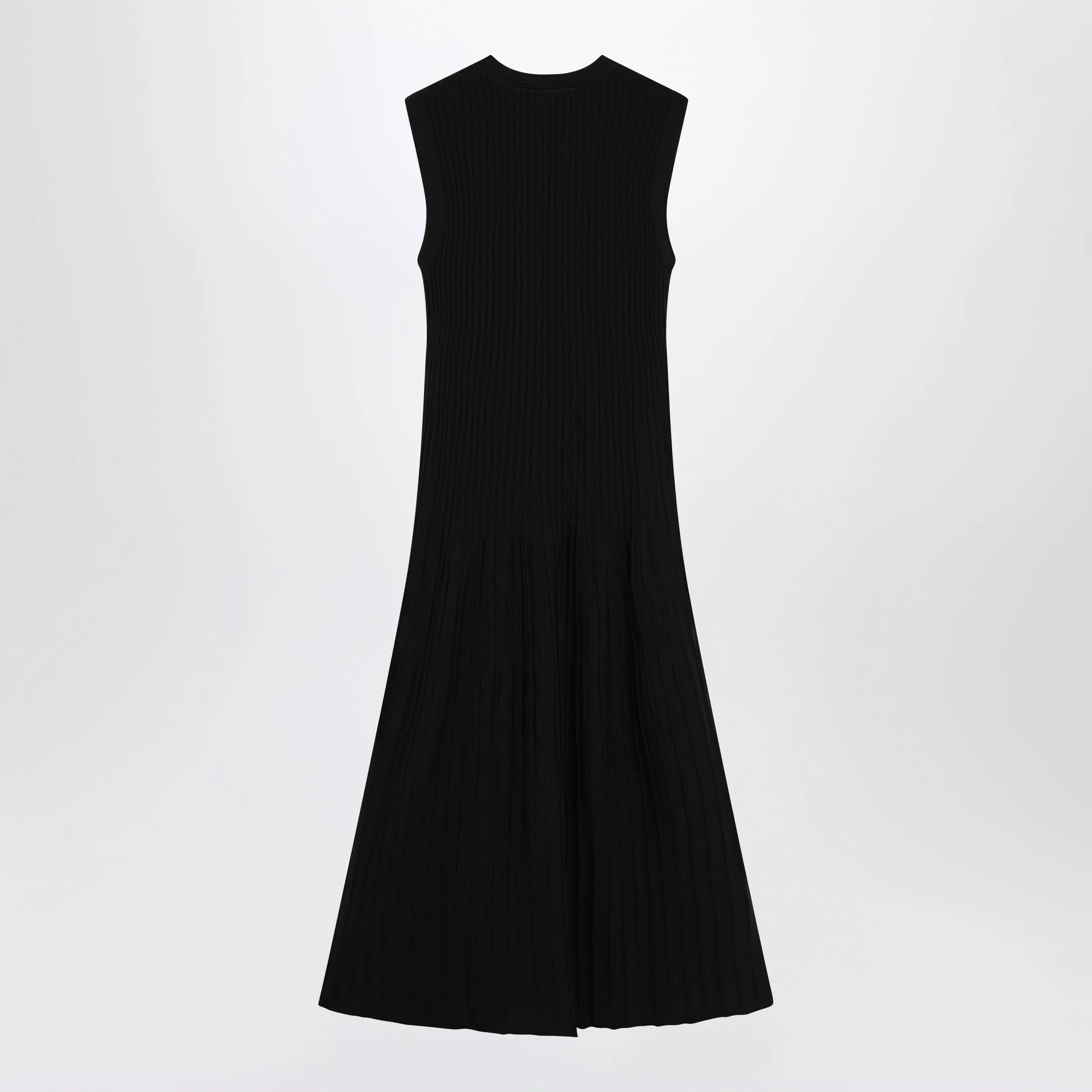 MIDI FITANDFLARE RIBBED VISCOSE CRêPE DRESS IN BLACK sold by Lord & Taylor product image thumbnail 2
