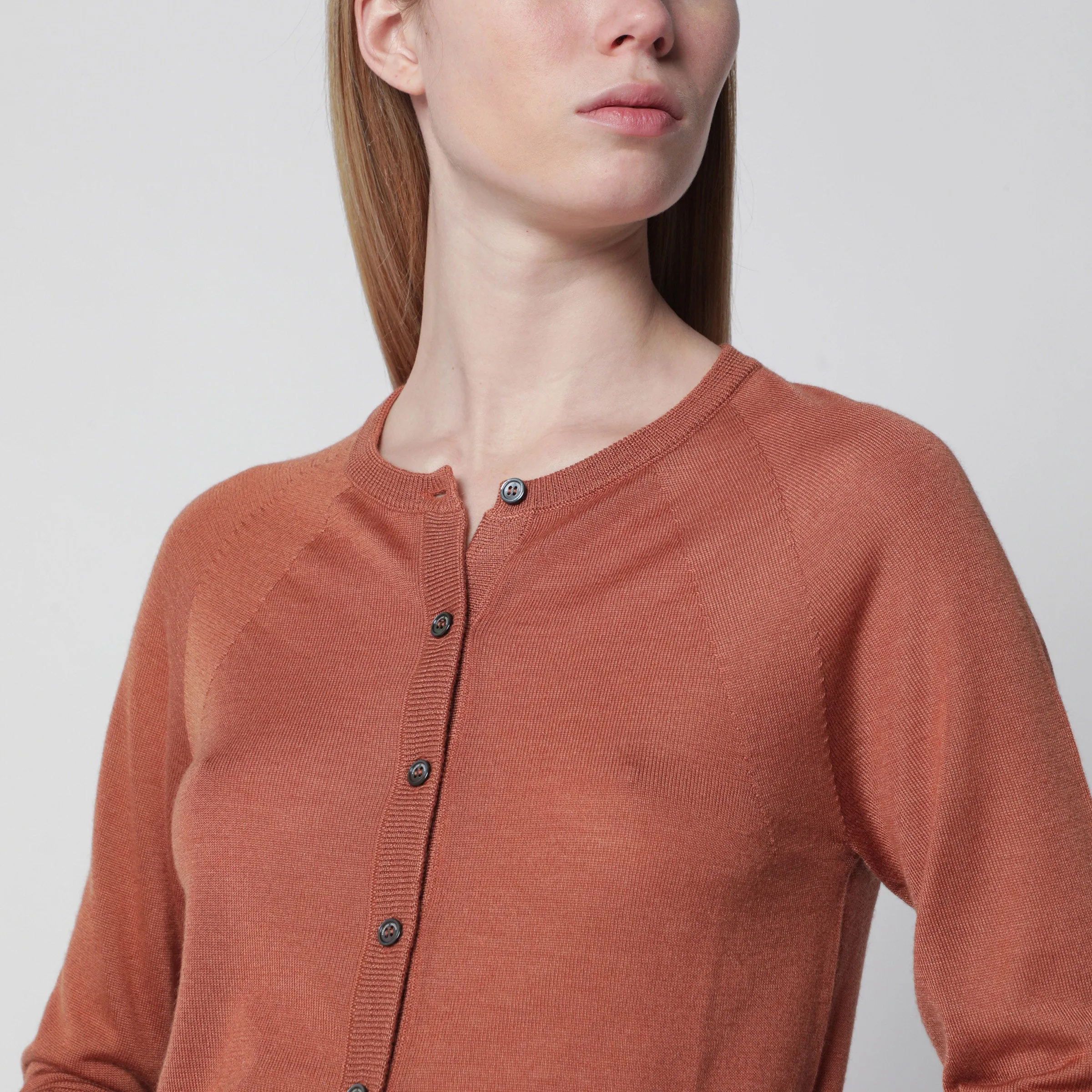 BRICKCOLORED CARDIGAN IN CASHMERE AND SILK sold by Lord & Taylor product image thumbnail 2