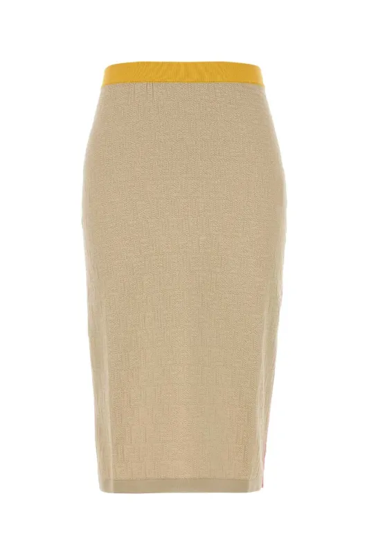 LIGHT BEIGE COTTON AND SILK SKIRT made by Fendi