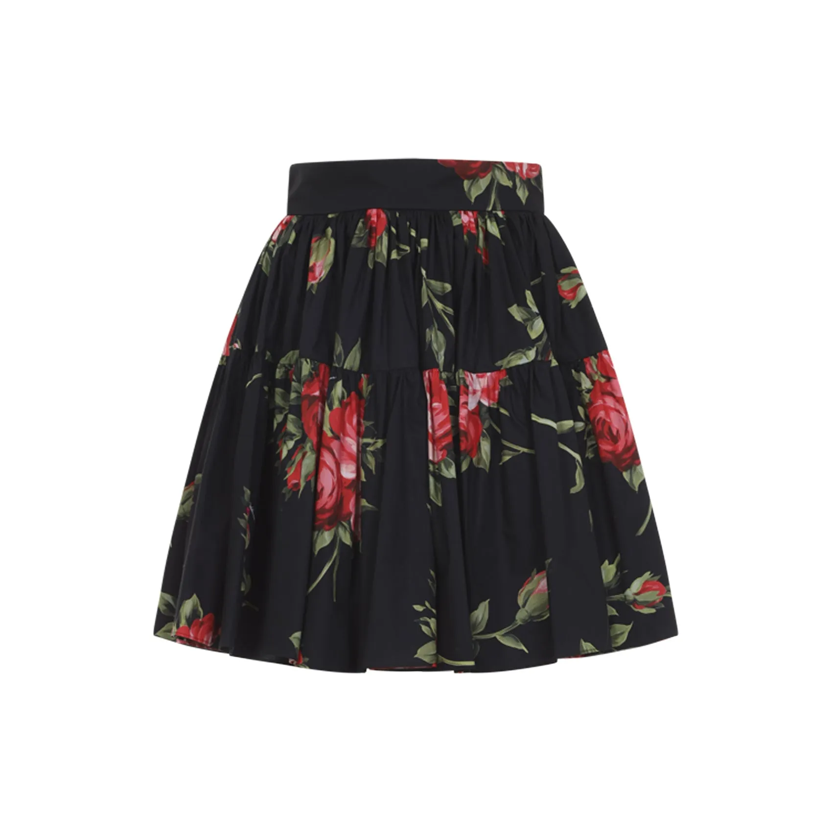 SHORT COTTON SKIRT WITH BOUQUET ROSE PRINT, BLACK sold by Lord & Taylor