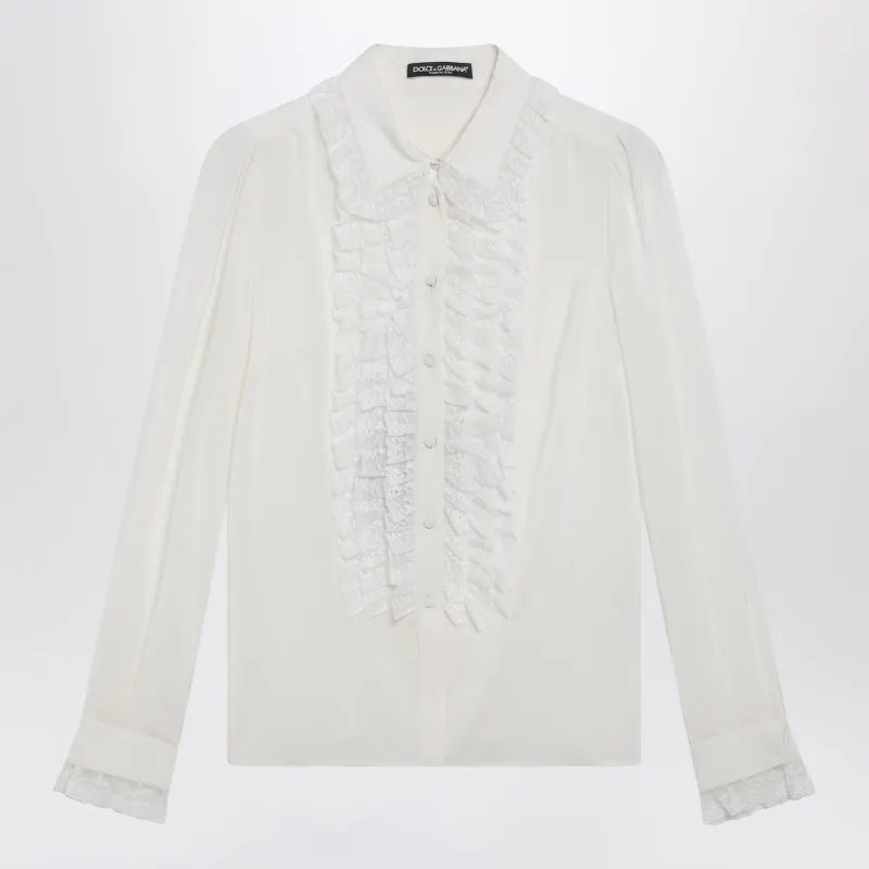 SILK AND LACE SHIRT WITH RUFFLES made by Dolce & Gabanna