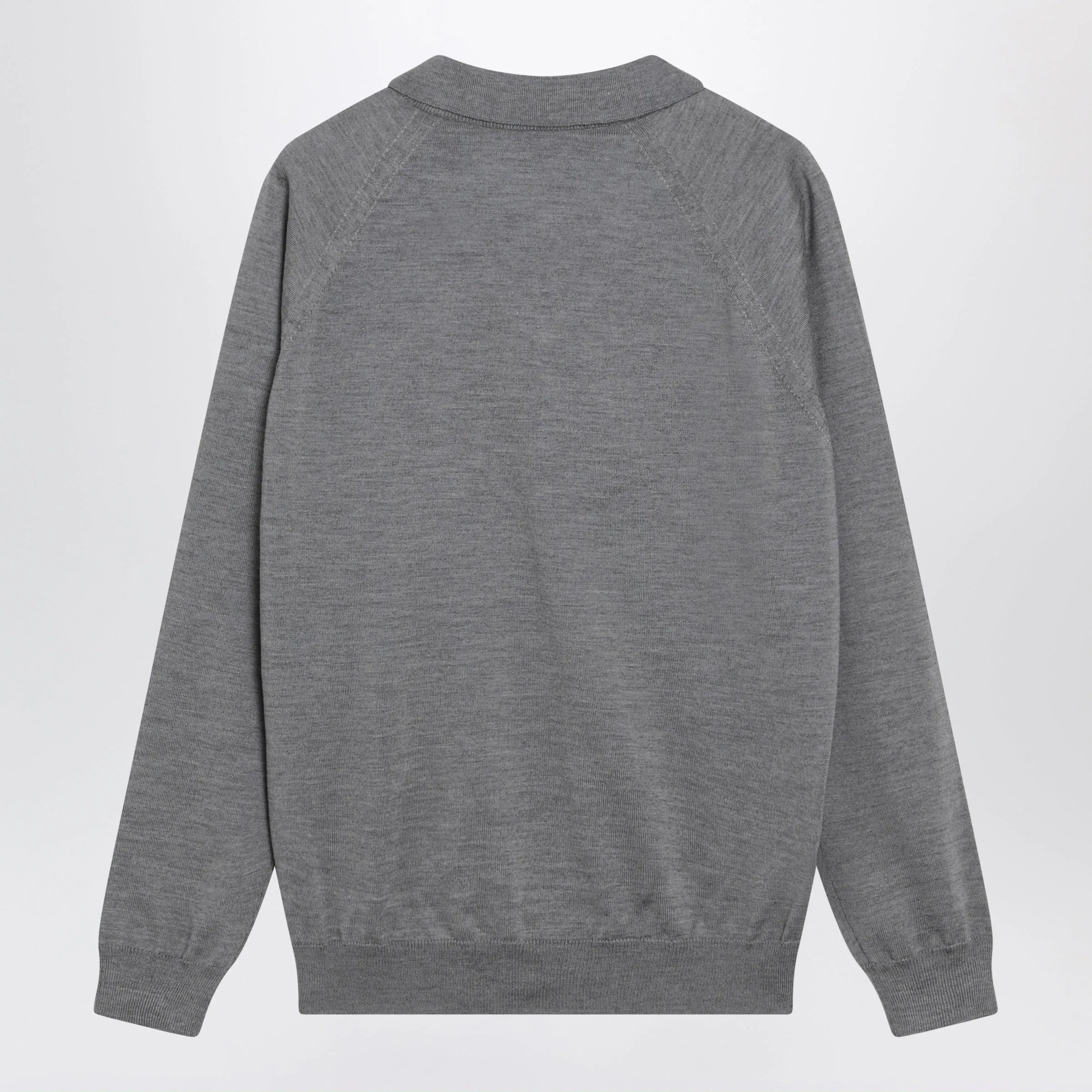 GREY WOOL POLO SWEATER WITH INTARSIA LOGO sold by Lord & Taylor product image thumbnail 2