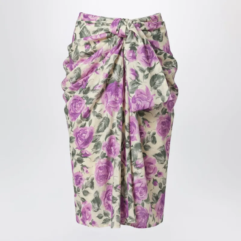 MIDI SILK SKIRT WITH MULTICOLOUR FLORAL PRINT made by Chloe
