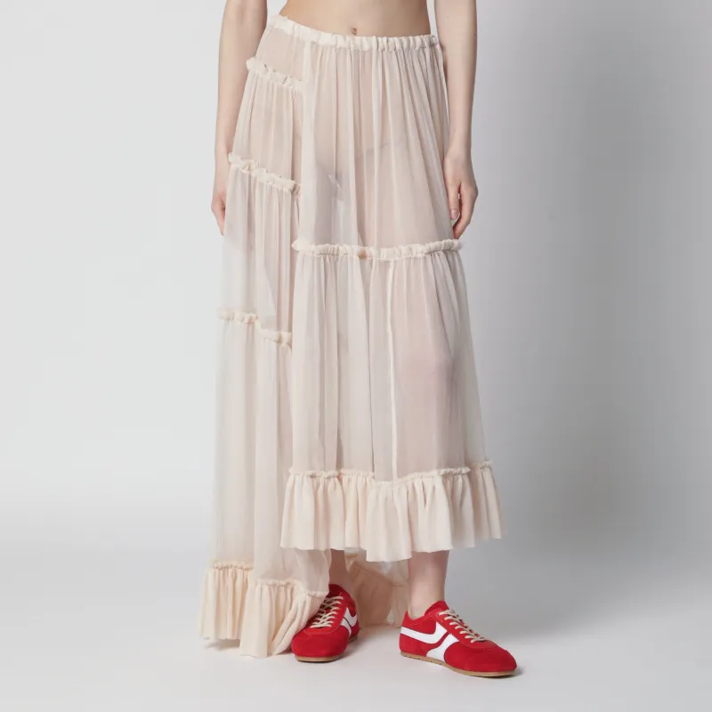 ÉCRU SEMISHEER SILK SKIRT made by Dries Van Noten