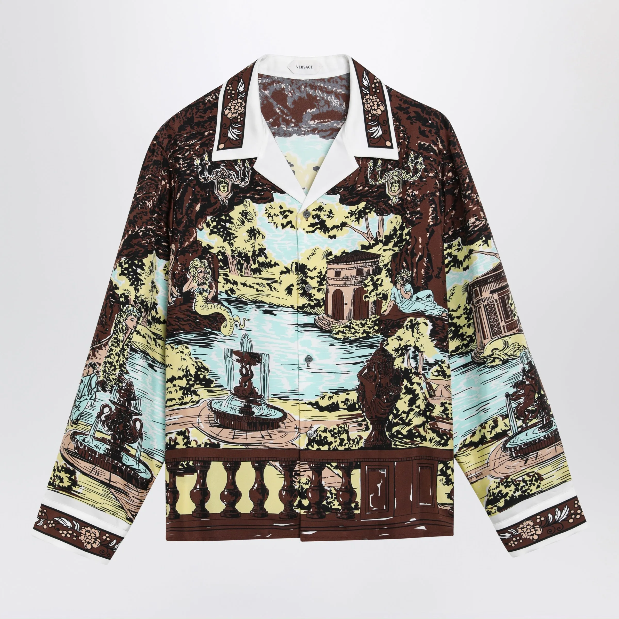 SLIM PRINTED SILK TWILL SHIRT sold by Lord & Taylor