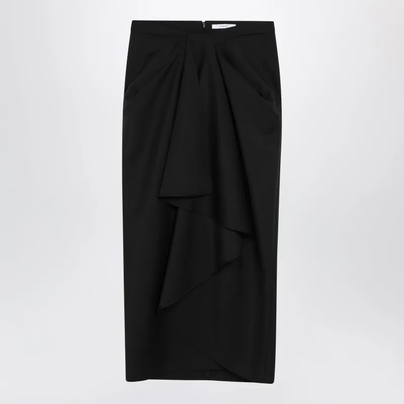 DRAPED SKIRT IN BLACK WOOL AND MOHAIR made by Givenchy