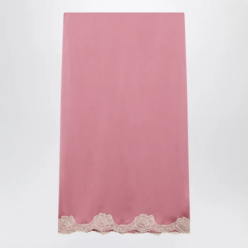 PINK CADY MIDI SKIRT WITH LACE DETAILS made by Valentino Garavani