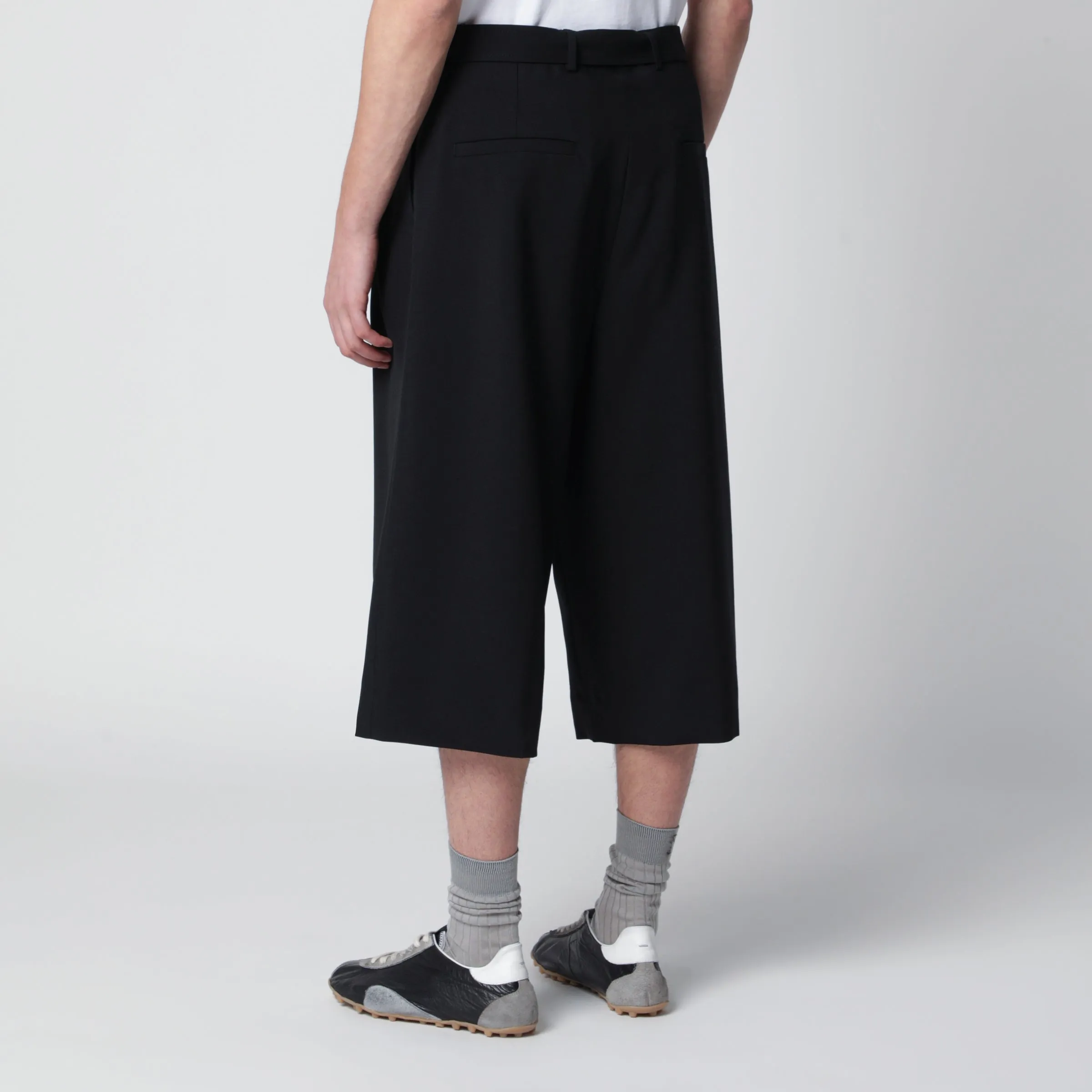 BLACK CROPPED WIDE TROUSERS IN WOOL BLEND sold by Lord & Taylor product image thumbnail 2
