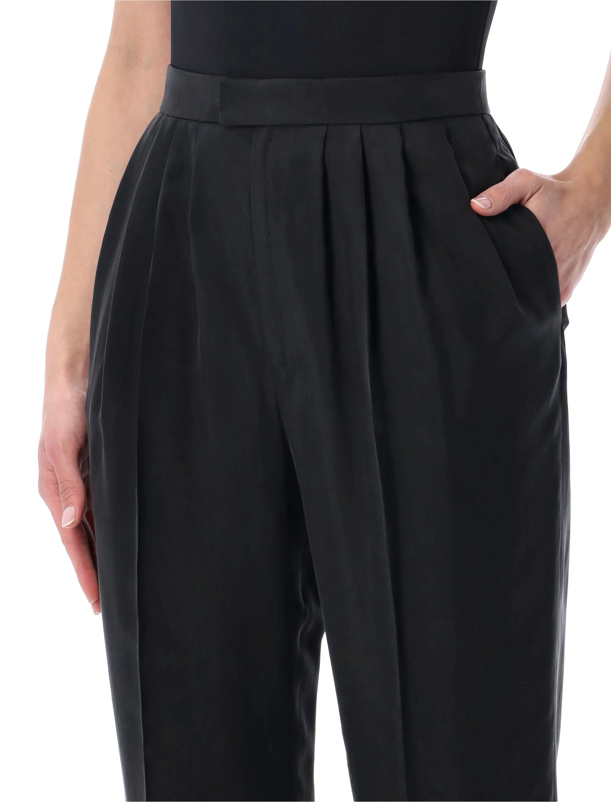 TAILORED TROUSERS IN BLACK HABUTAI SILK sold by Lord & Taylor product image thumbnail 3