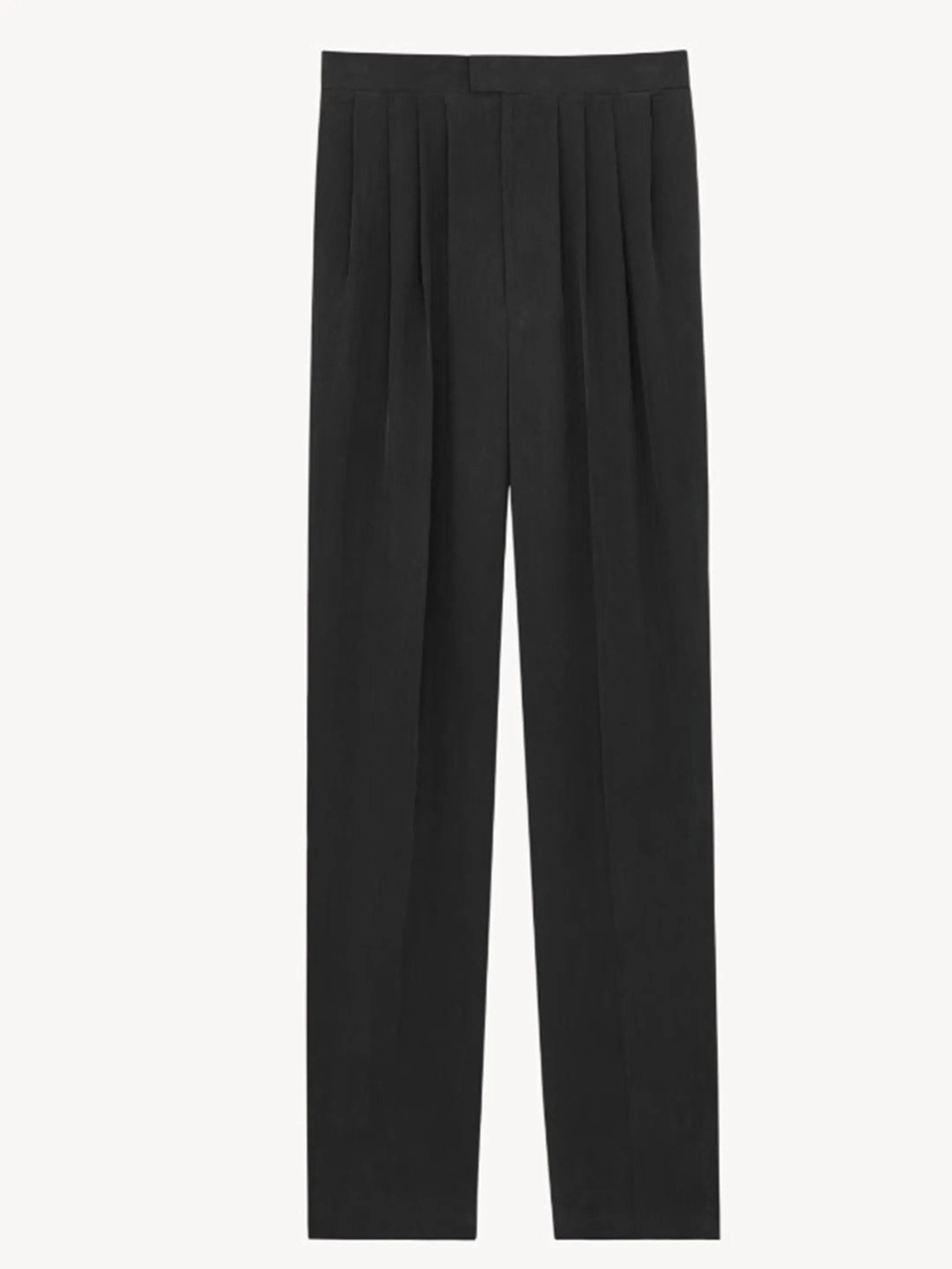 TAILORED TROUSERS IN BLACK HABUTAI SILK sold by Lord & Taylor