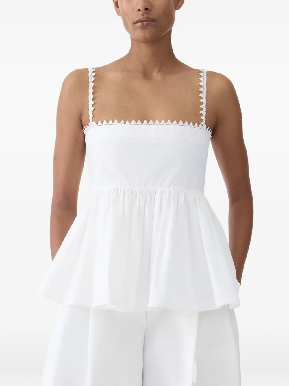 WHITE TRAVERSIN TOP WITH RUFFLE sold by Lord & Taylor product image thumbnail 3