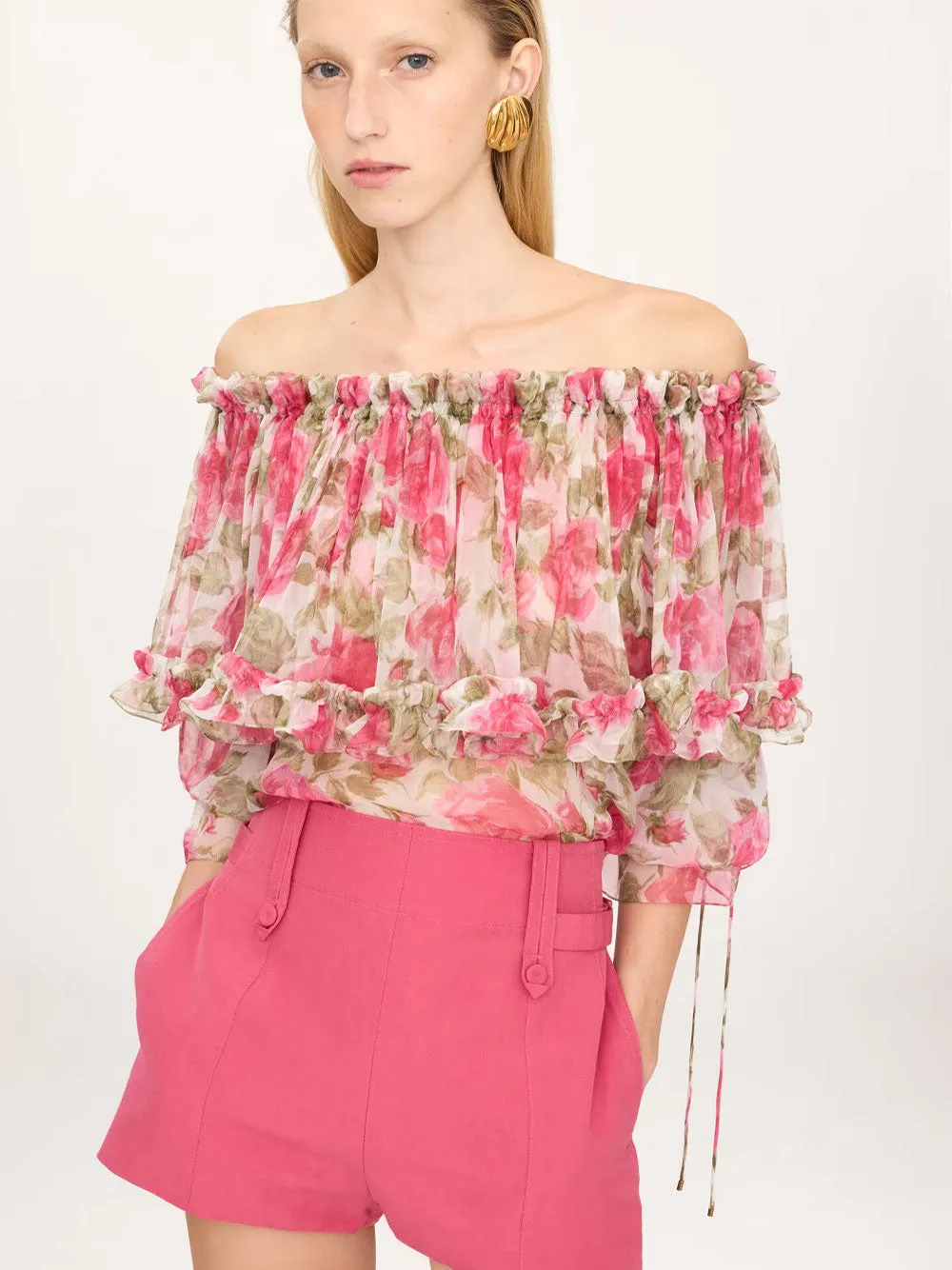 PUFFSLEEVE TOP IN MULTICOLOR SILK sold by Lord & Taylor product image thumbnail 2