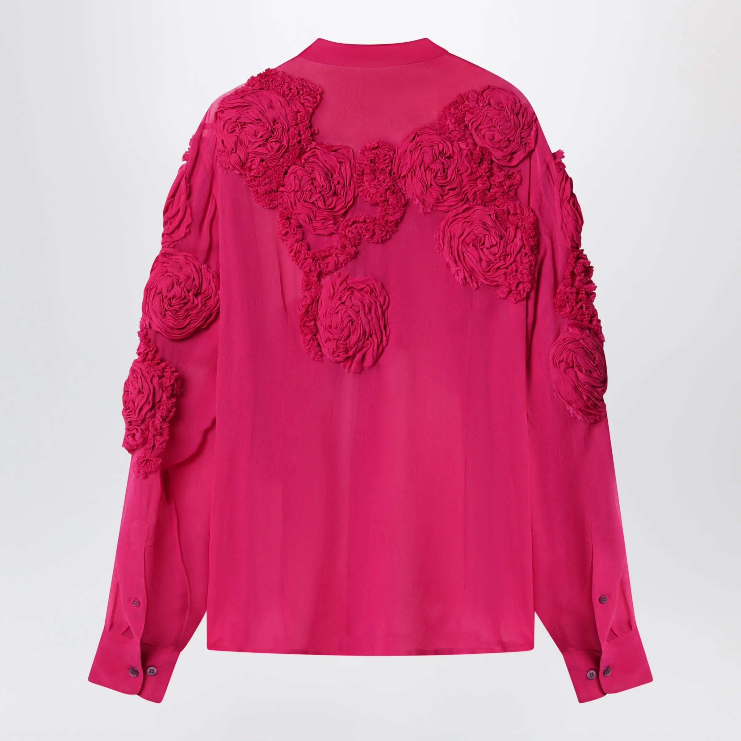 FUCHSIA SHIRT WITH EMBOSSED ROSES sold by Lord & Taylor product image thumbnail 2