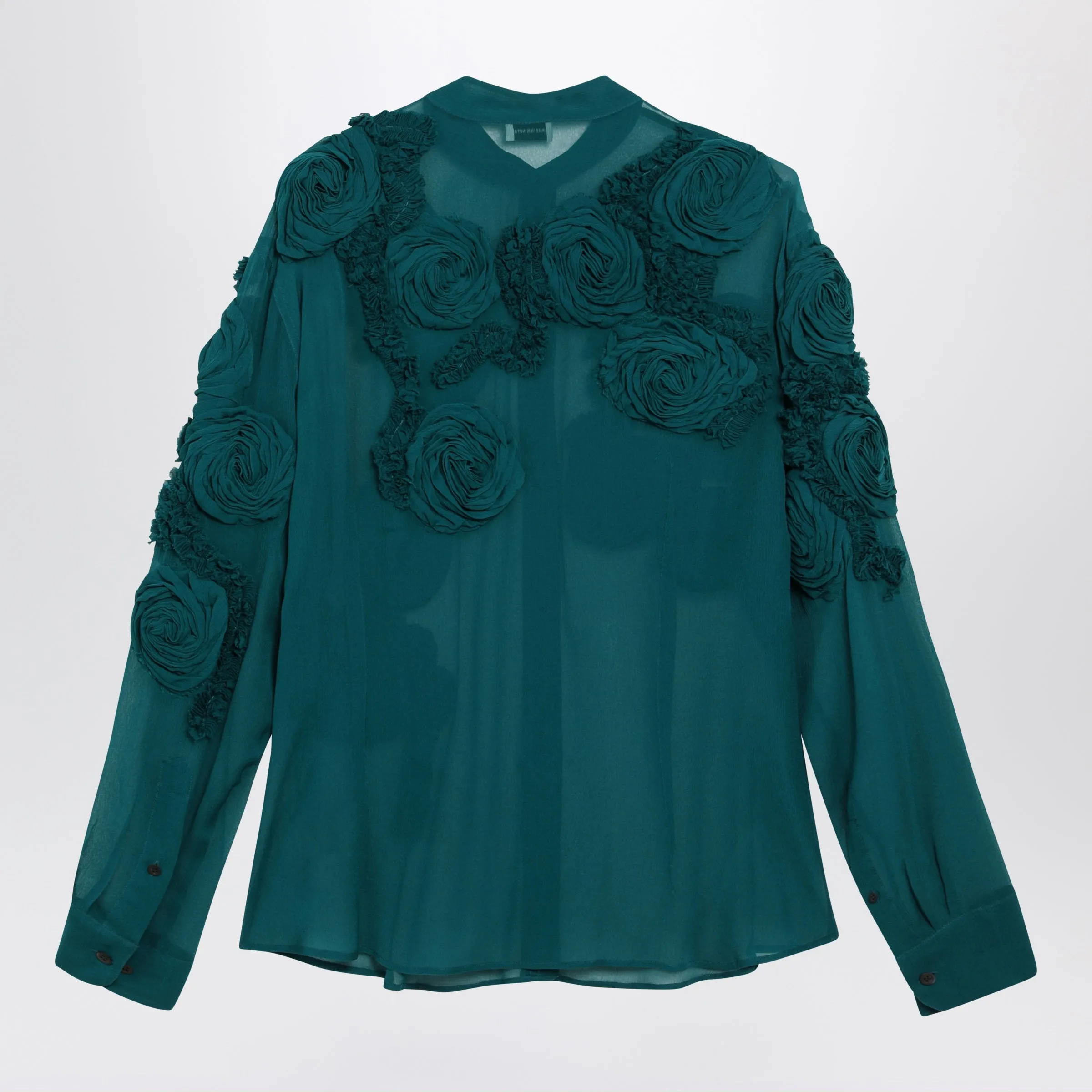 PETROL GREEN SHIRT WITH RAISED ROSE DETAILS sold by Lord & Taylor product image thumbnail 2