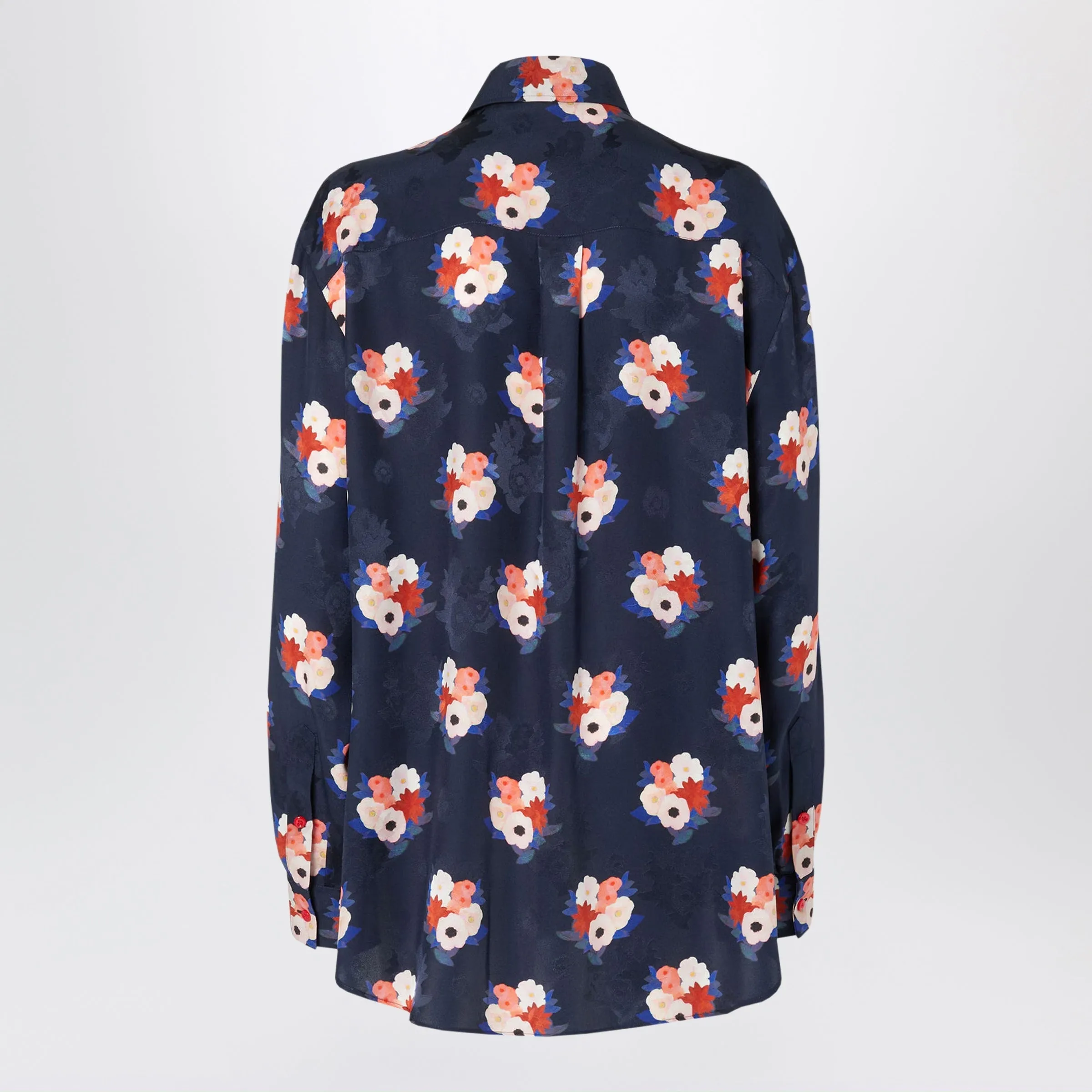 DARK BLUE SATIN SHIRT WITH FLORAL PRINT sold by Lord & Taylor product image thumbnail 2