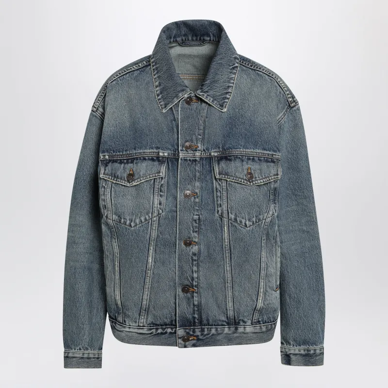 KICK COTTON DENIM JACKET IN DIRTY VINTAGE BLUE made by Balenciaga