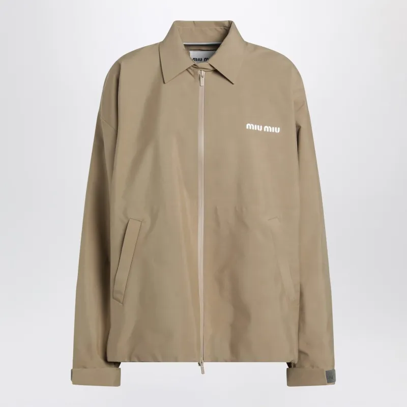 BEIGE WINDBREAKER IN TECHNICAL CANVAS made by Miu Miu