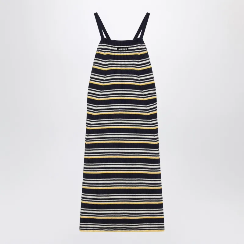STRIPED SLEEVELESS DRESS IN COTTON BLEND made by Miu Miu