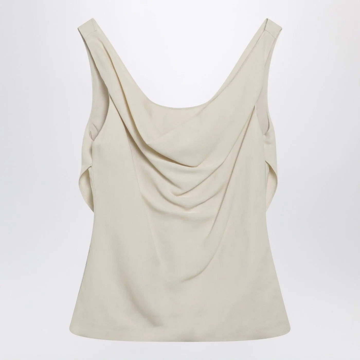 CREAMCOLORED TOP IN FLUID VISCOSE AND LINEN TWILL sold by Lord & Taylor
