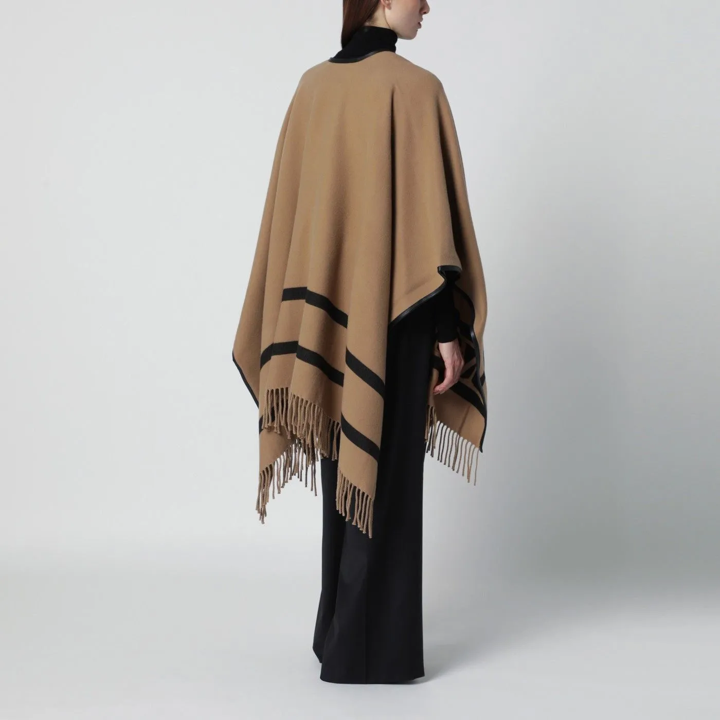 CAMEL JACQUARD WOOL PONCHO sold by Lord & Taylor product image thumbnail 2