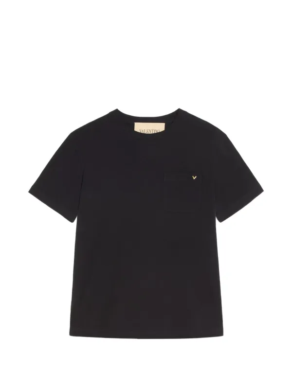 BLACK COTTON TSHIRT WITH VGOLD made by Valentino Garavani