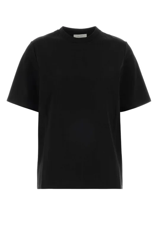 BLACK COTTON SHORTSLEEVE CREWNECK TSHIRT made by The Row