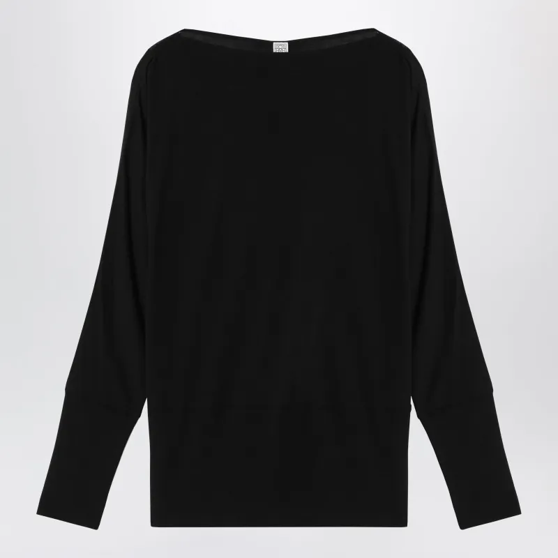 BLACK VISCOSE JERSEY TOP made by Toteme