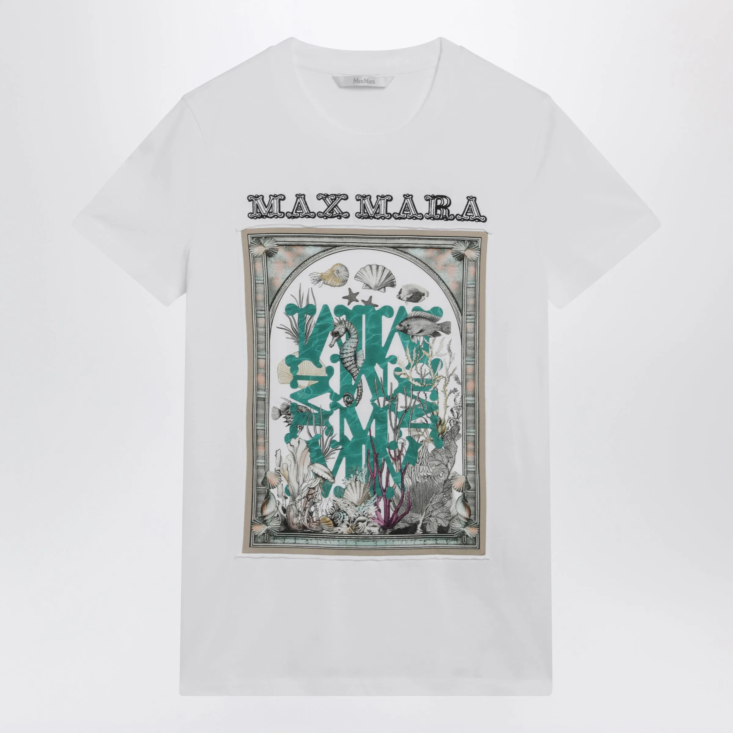 OPTICAL WHITE COTTON JERSEY TSHIRT WITH FRONT PRINT sold by Lord & Taylor