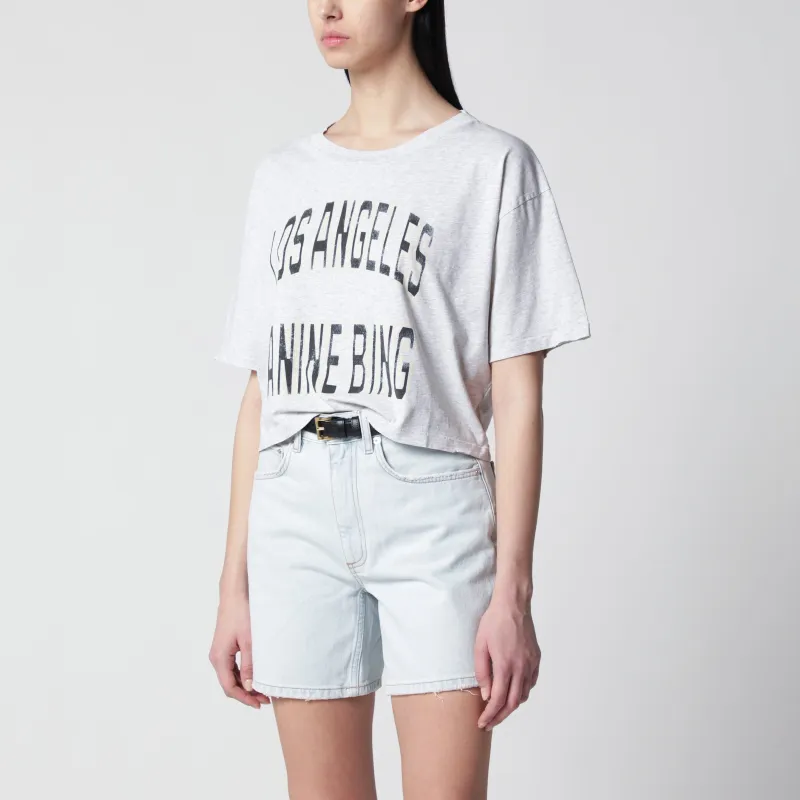 JOHNNY CROPPED TSHIRT WITH VINTAGE PRINT IN COTTON GREY made by Anine Bing