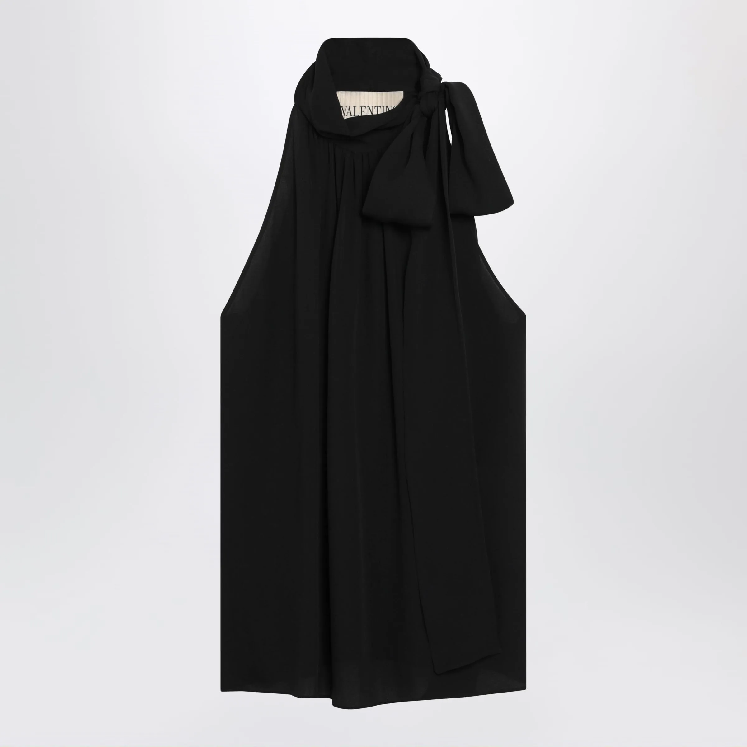 BLACK SILK TOP WITH NECK BOW sold by Lord & Taylor