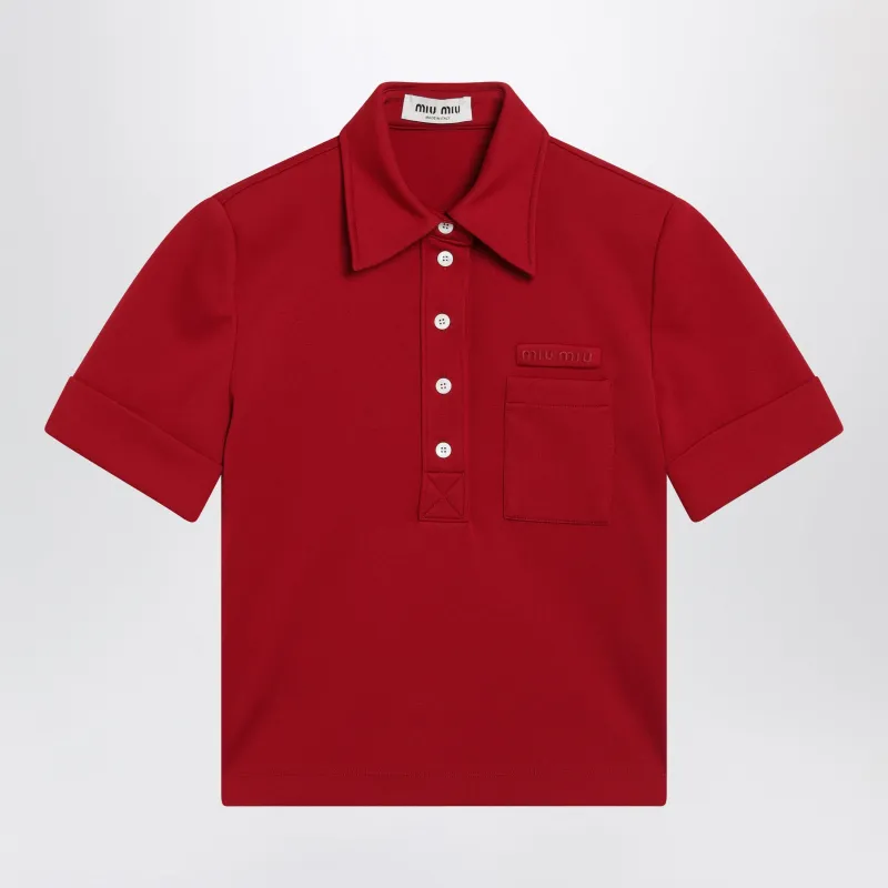 RUBY RED TECHNICAL JERSEY POLO made by Miu Miu