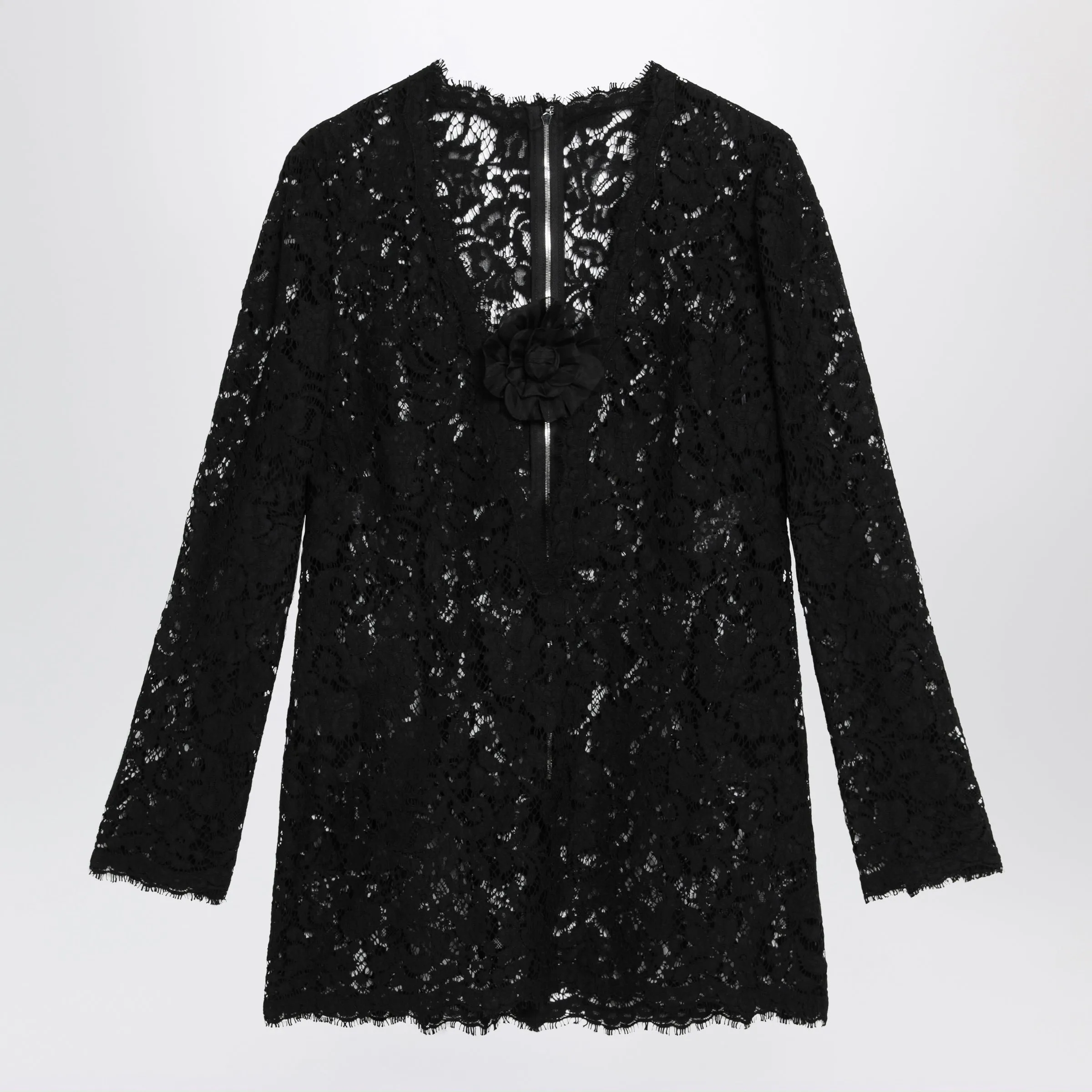 FLORAL VNECK LACE MINI DRESS IN BLACK sold by Lord & Taylor