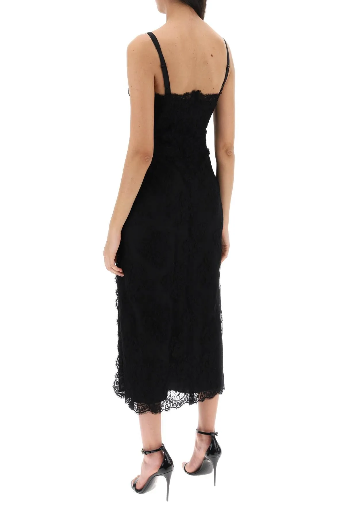 BLACK CHANTILLY LACE SLIP MIDI DRESS sold by Lord & Taylor product image thumbnail 3