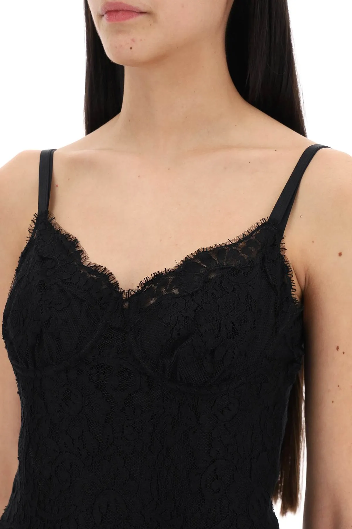 BLACK CHANTILLY LACE SLIP MIDI DRESS sold by Lord & Taylor product image thumbnail 4