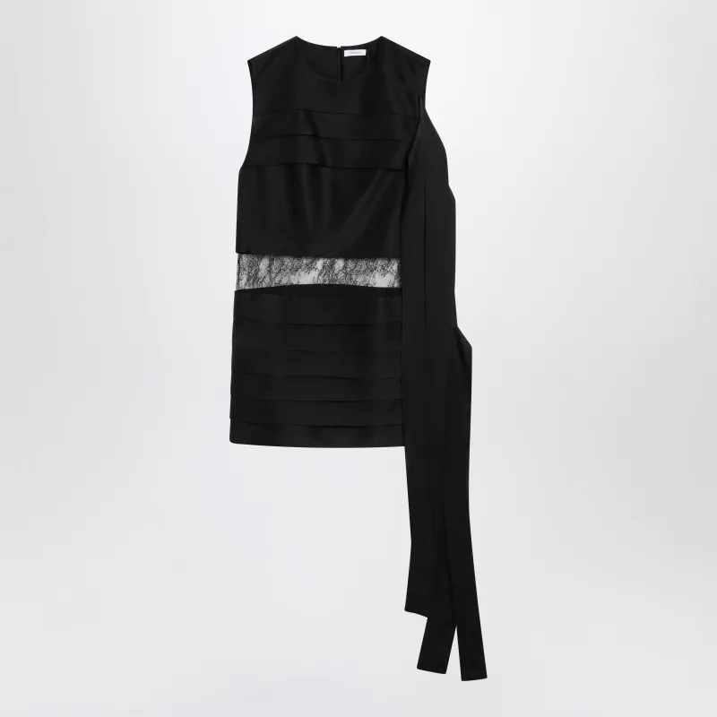 BLACK MINI DRESS WITH LACE made by Salvatore Ferragamo