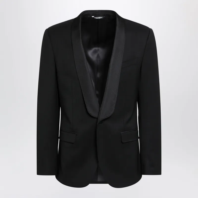 SINGLEBREASTED JACKET IN BLACK WOOL BLEND made by Dolce & Gabanna