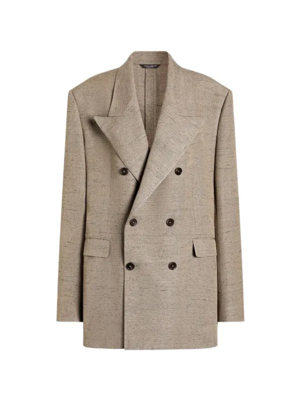 SICILIA DOUBLEBREASTED TWEEDEFFECT JACKET, BEIGE made by Dolce & Gabanna