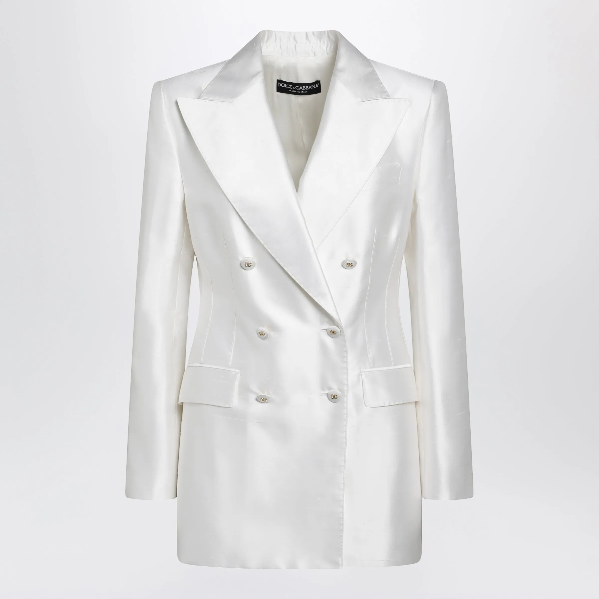 DOUBLEBREASTED SILK JACKET IN NATURAL WHITE sold by Lord & Taylor